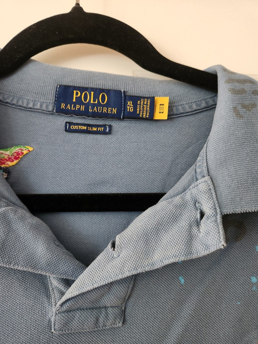 Ralph Lauren Light Blue Graphic Hawaian Polo with Multicolor  Embroidery - Picture 3 of 7